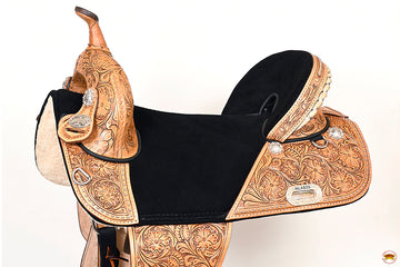 Hilason Western Horse Treeless Trail Barrel Saddle American Leather Tan